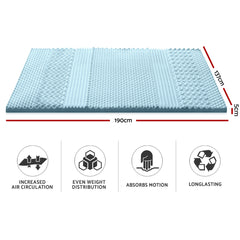 Giselle Bedding Cool Gel 7-zone Memory Foam Mattress Topper w/Bamboo Cover 5cm - Double