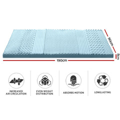 Giselle Bedding Cool Gel 7-zone Memory Foam Mattress Topper w/Bamboo Cover 8cm - Single