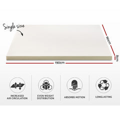 Giselle Bedding Memory Foam Mattress Topper w/Cover 8cm - Single