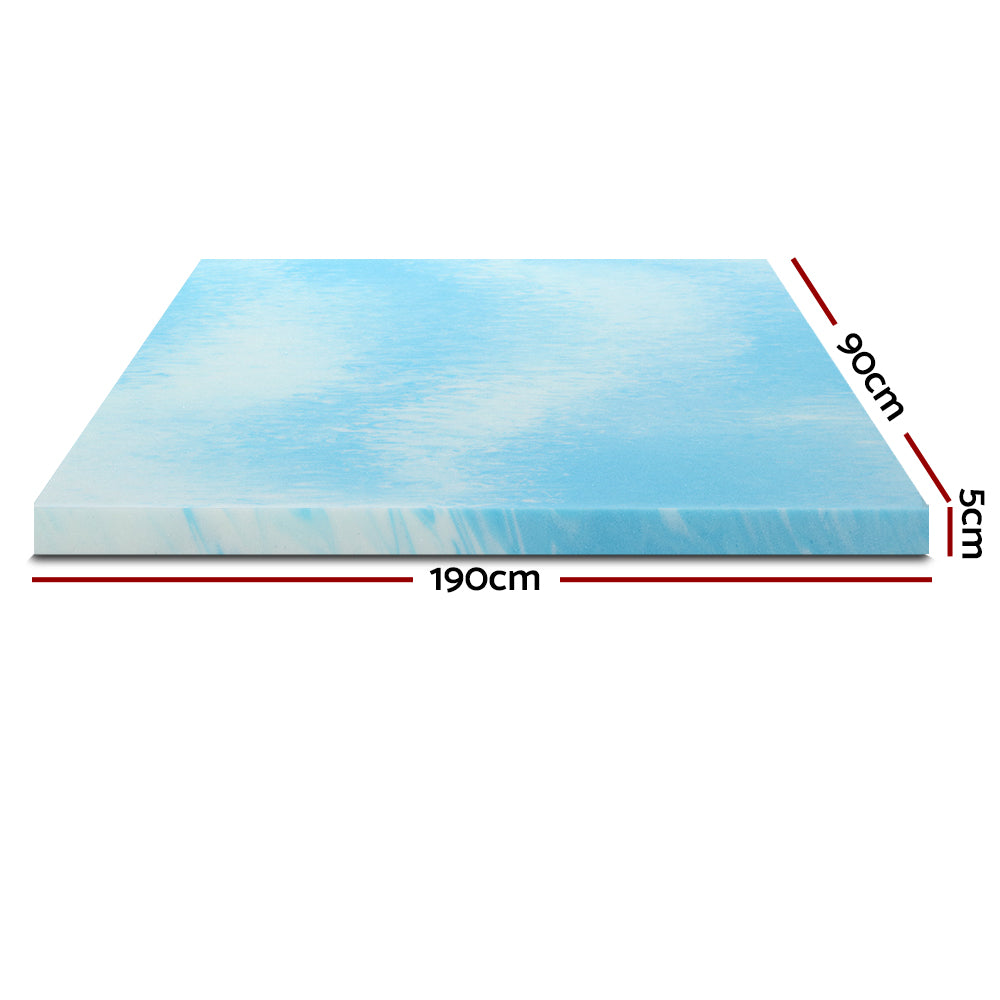 Giselle Cool Gel Memory Foam Topper Mattress Toppers w/ Bamboo Cover 5cm SINGLE