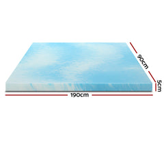 Giselle Cool Gel Memory Foam Topper Mattress Toppers w/ Bamboo Cover 5cm SINGLE