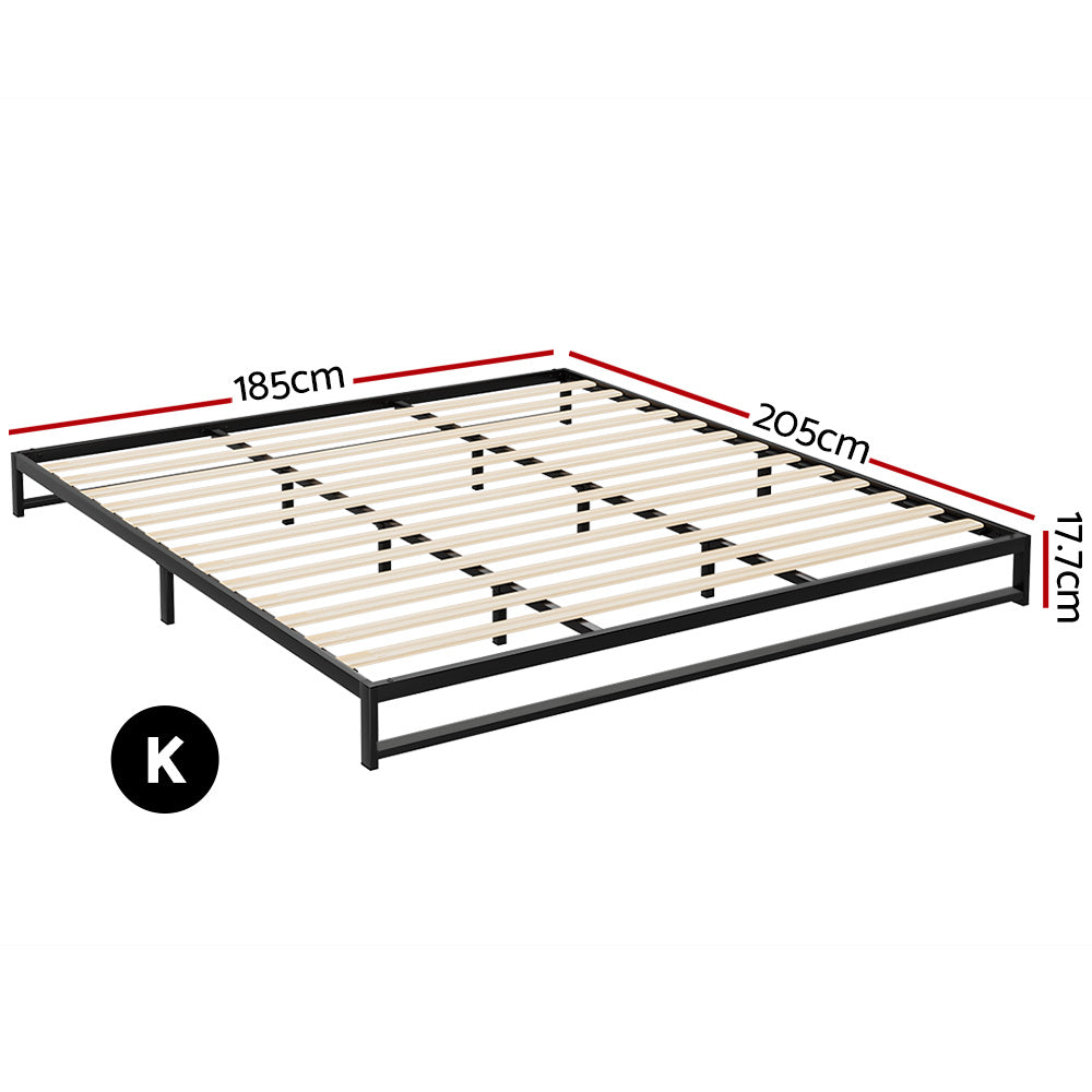 Artiss Metal Bed Frame King Size Bed Base Mattress Platform Black BERU