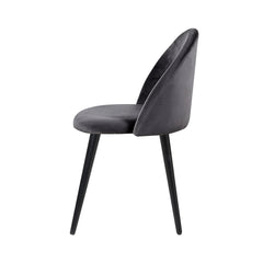 Artiss Set of 2 Velvet Modern Dining Chair - Dark Grey