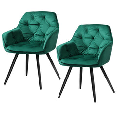 Artiss Set of 2 Calivia Dining Chairs Kitchen Chairs Upholstered Velvet Green