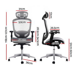 Artiss Office Chair Gaming Chair Computer Chairs Mesh Net Seating Grey