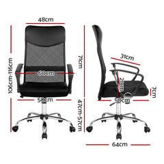 PU Leather Mesh High Back Office Chair - Black