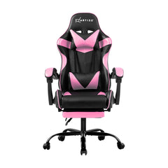 Artiss Office Chair Gaming Chair Computer Chairs Recliner PU Leather Seat Armrest Footrest Black Pink