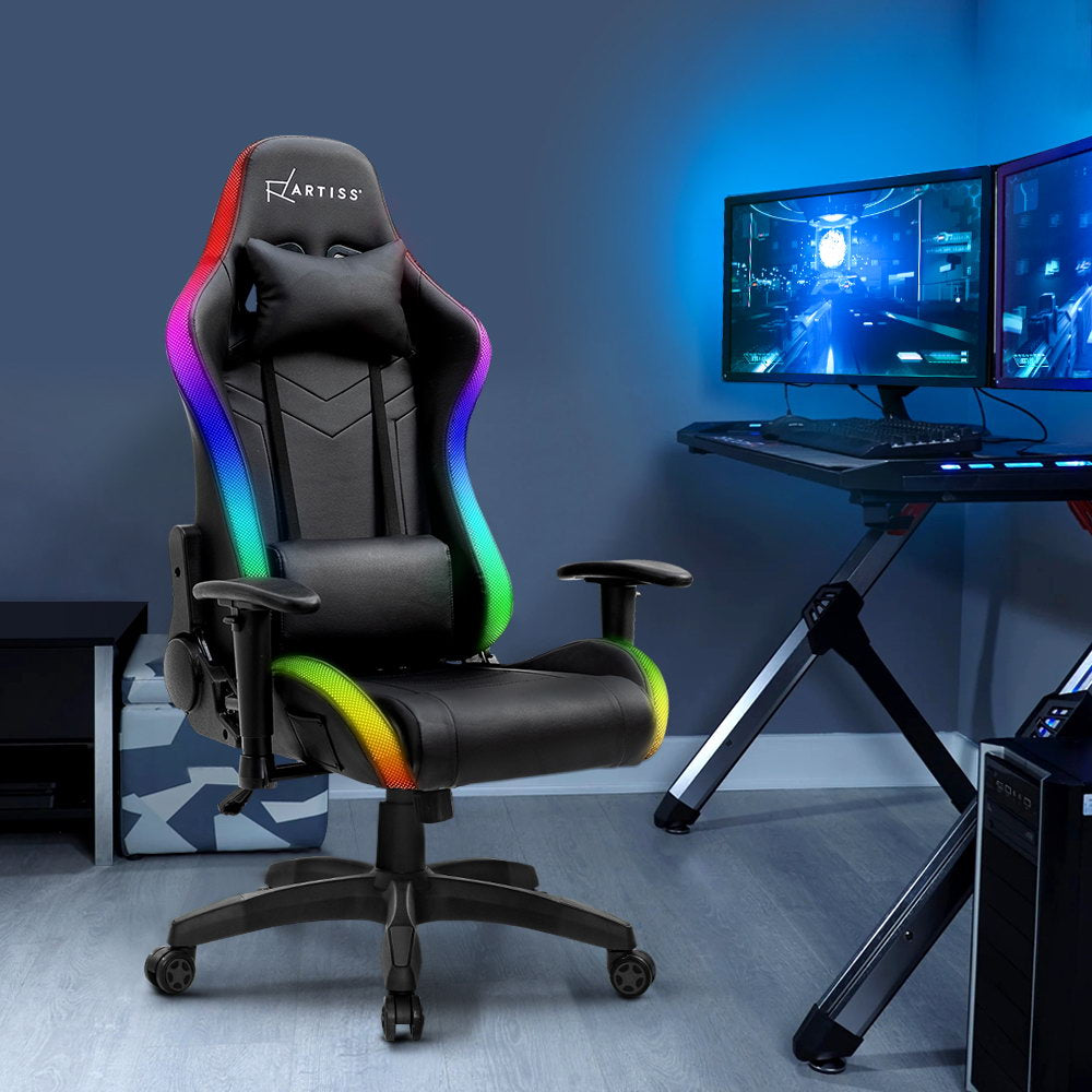 Artiss Gaming Office Chair RGB LED Lights Computer Desk Chair Home Work Chairs