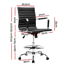 Artiss Office Chair Veer Drafting Stool Mesh Chairs Armrest Standing Desk Black