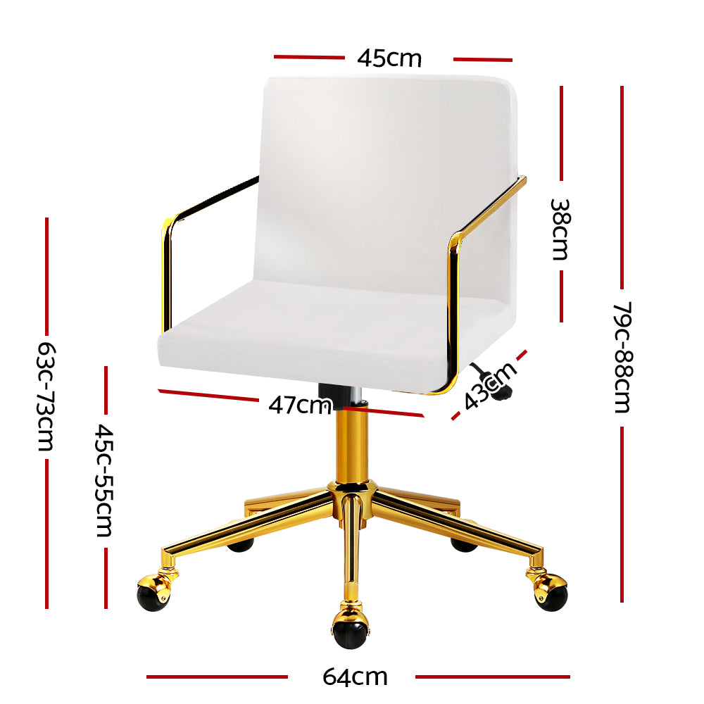 Velvet Office Chair Executive Fabric Computer Chairs Adjustable Work Study White