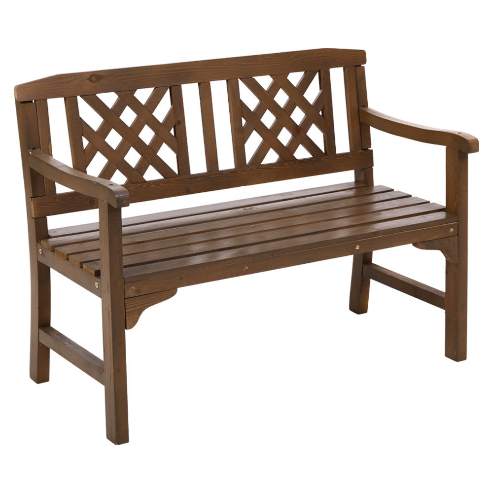 Gardeon Wooden Garden Bench 2 Seat Patio Furniture Timber Outdoor Lounge Chair Natural