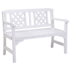 Gardeon Wooden Garden Bench 2 Seat Patio Furniture Timber Outdoor Lounge Chair White