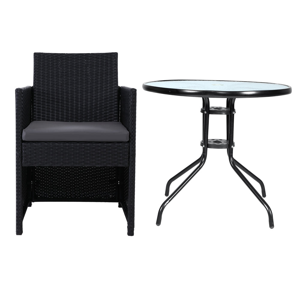 Gardeon Patio Furniture Dining Chairs Table Patio Setting Bistro Set Wicker Tea Coffee Cafe Bar Set