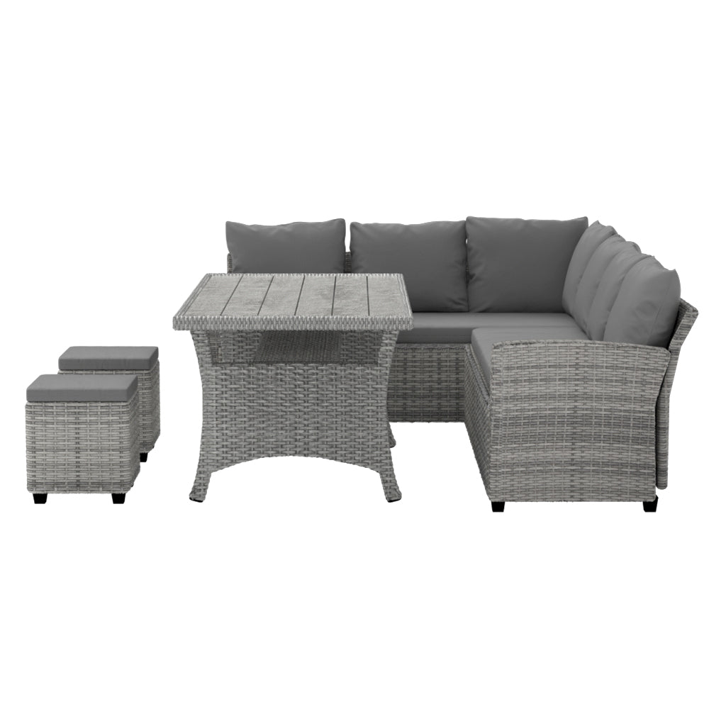 Gardeon 8 Seater Outdoor Dining Set Furniture Lounge Sofa Set Wicker Ottoman