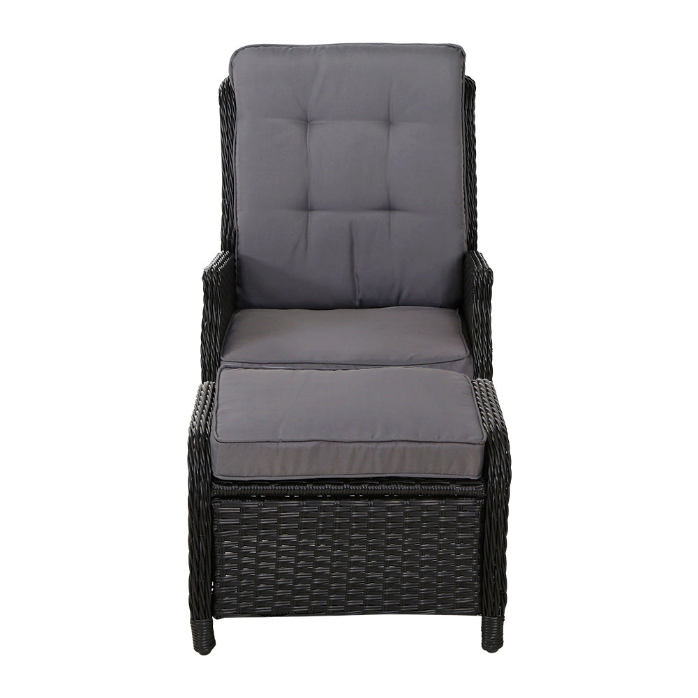 Gardeon Set of 2 Recliner Chairs Sun lounge Outdoor Setting Patio Furniture Wicker Sofa