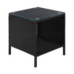 Gardeon Side Table Coffee Patio Outdoor Furniture Rattan Desk Indoor Garden Black