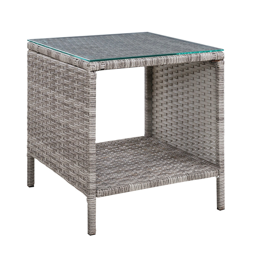 Gardeon Side Table Coffee Patio Outdoor Furniture Rattan Desk Indoor Garden Grey