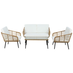 Gardeon Outdoor Furniture Sofa Set 4 Piece Rattan Lounge Set Table Chairs