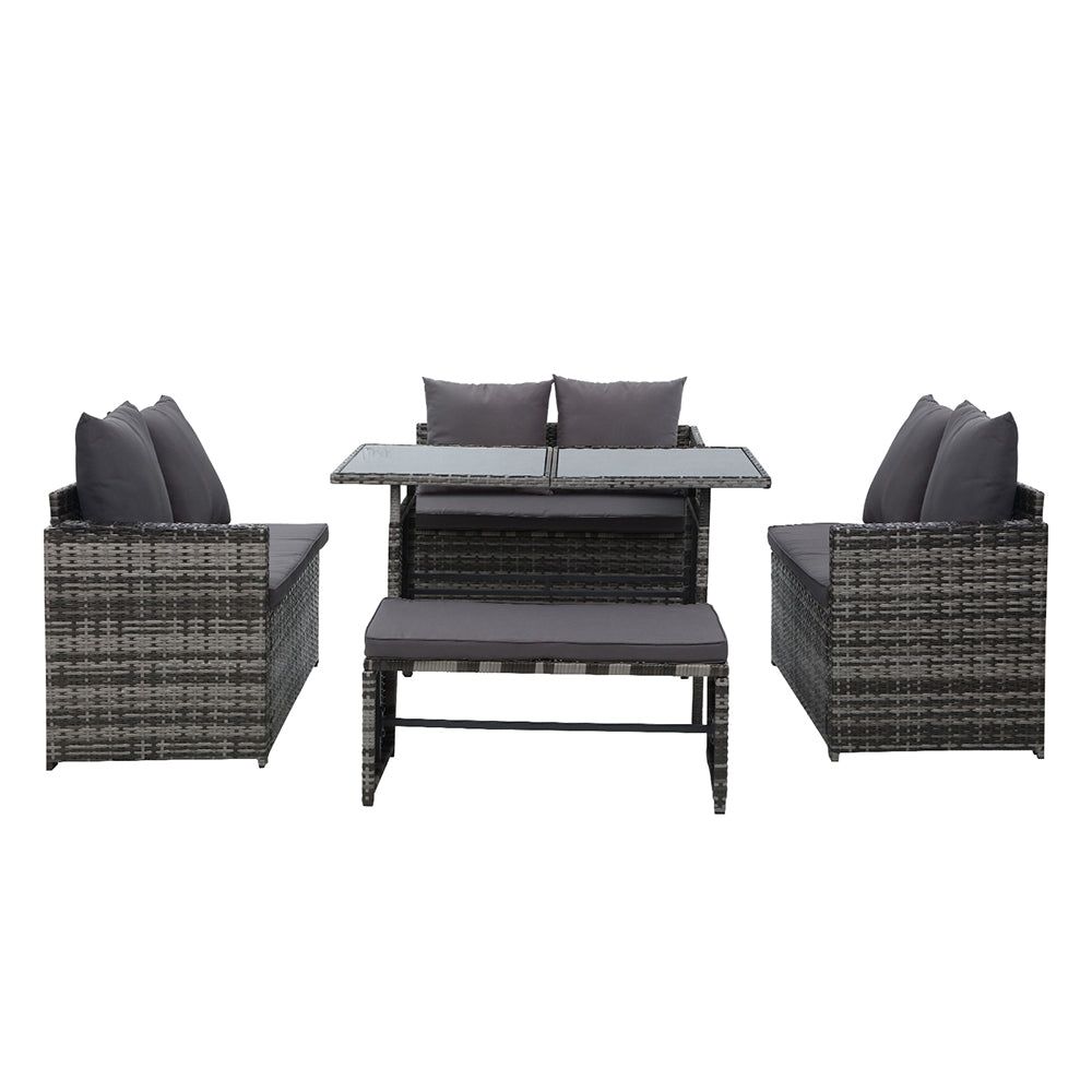 Gardeon Outdoor Furniture Dining Setting Sofa Set Wicker 8 Seater Storage Cover Mixed Grey