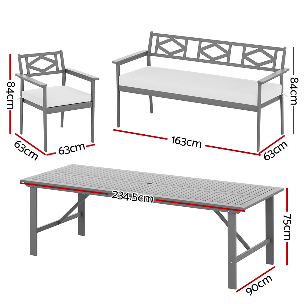 Gardeon 5pcs Outdoor Furniture Dining Set Chair Table Patio Acacia Wood 6 Seater