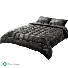 Giselle Bedding Faux Mink Quilt Double Size Charcoal