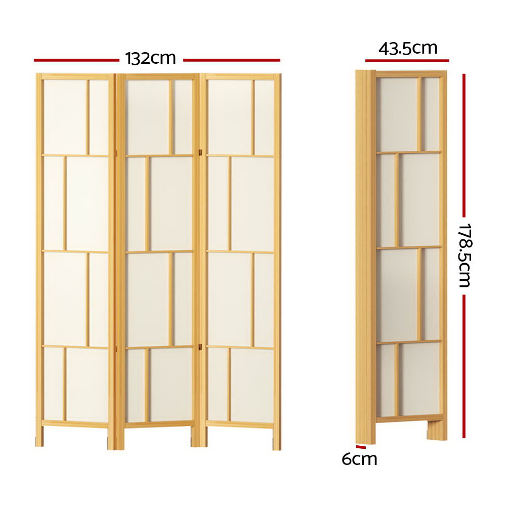 Artiss Ashton Room Divider Screen Privacy Wood Dividers Stand 3 Panel Natural