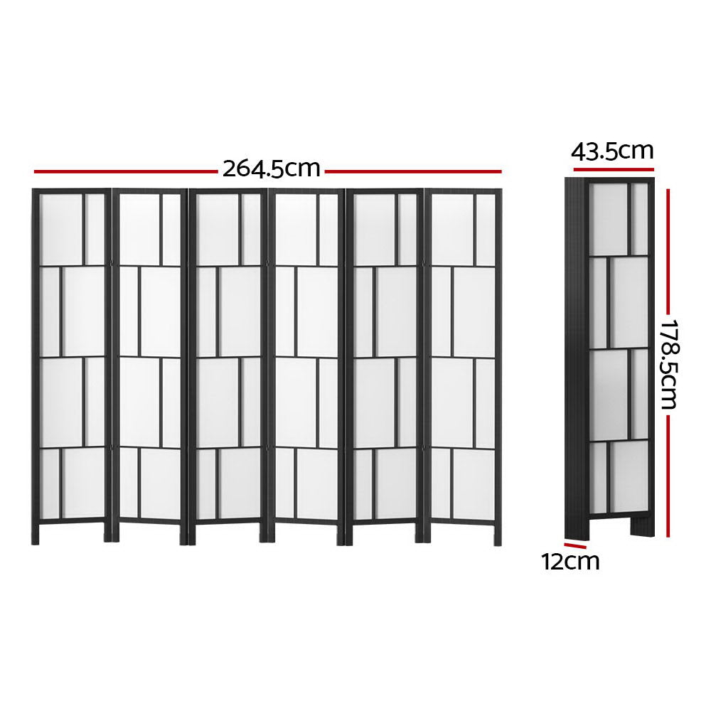 Artiss Ashton Room Divider Screen Privacy Wood Dividers Stand 6 Panel Black