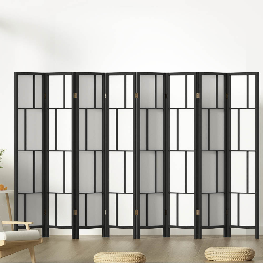 Artiss Ashton Room Divider Screen Privacy Wood Dividers Stand 8 Panel Black