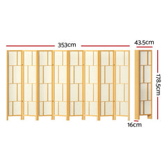 Artiss Ashton Room Divider Screen Privacy Wood Dividers Stand 8 Panel Natural