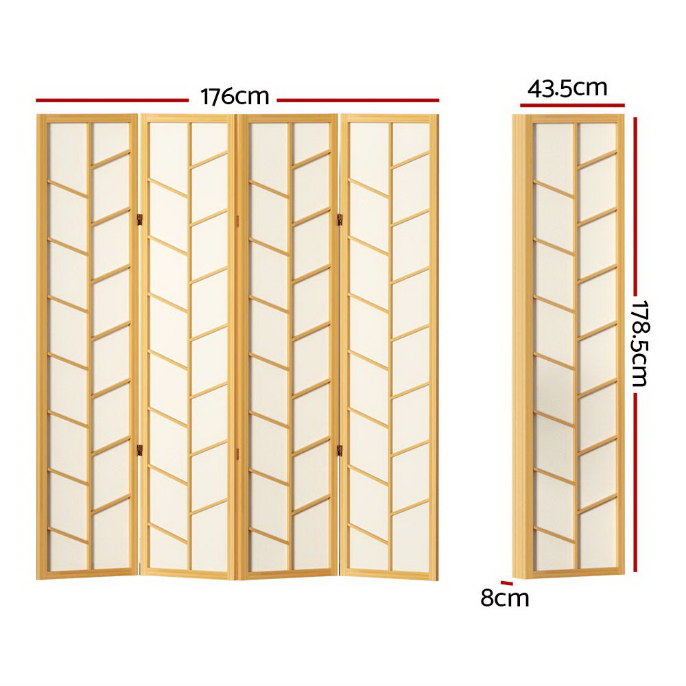 Artiss Room Divider Screen Privacy Wood Dividers Stand 4 Panel Archer Natural