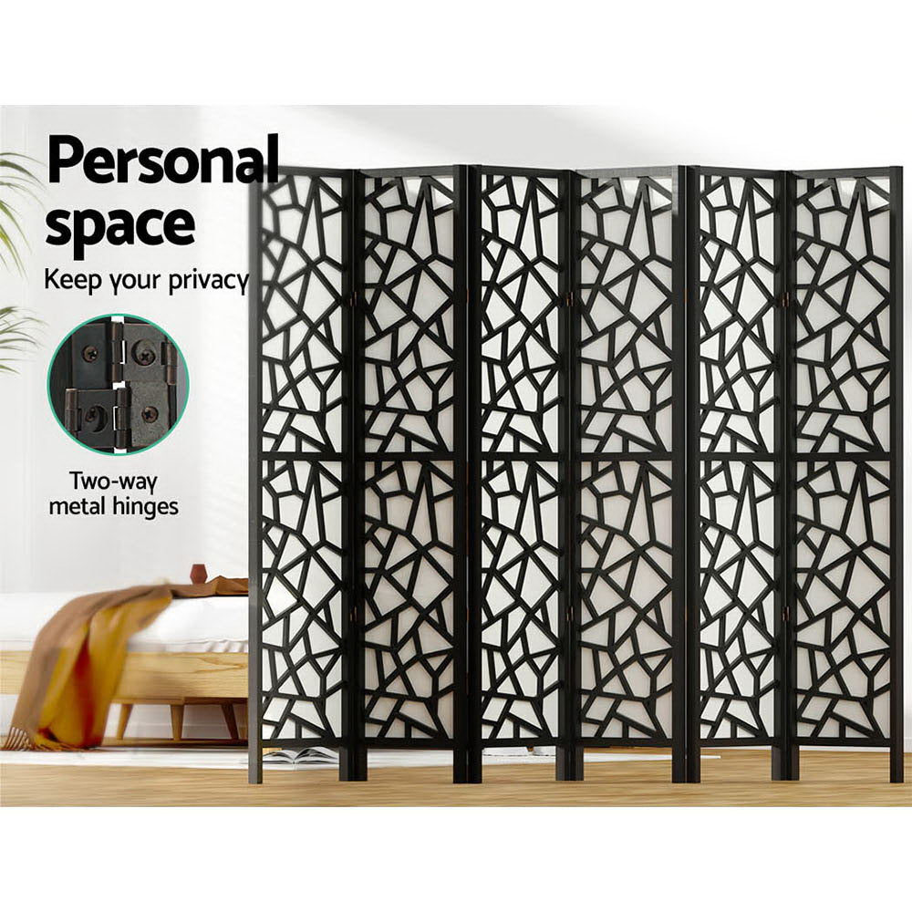 Artiss Clover Room Divider Screen Privacy Wood Dividers Stand 6 Panel Black