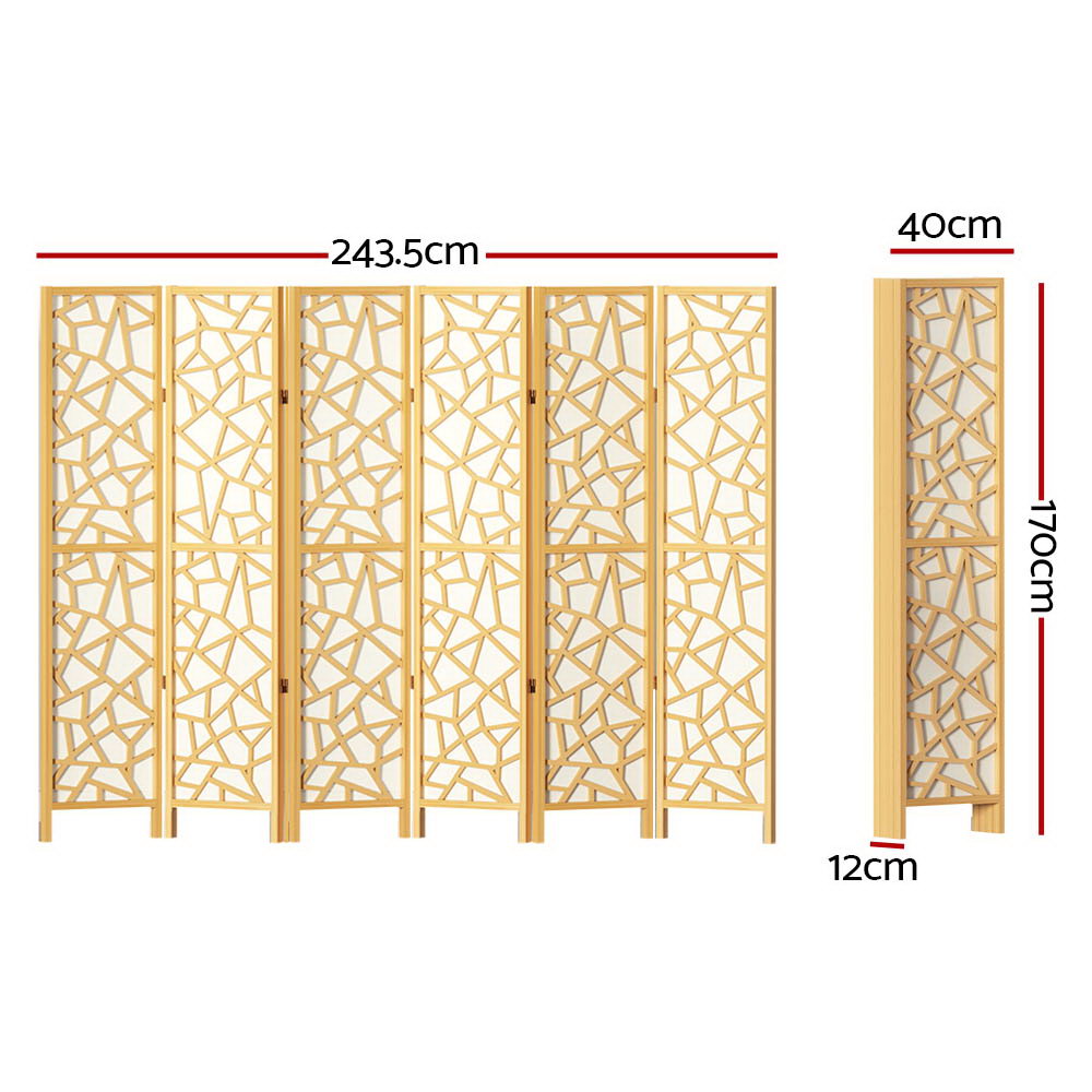 Artiss Clover Room Divider Screen Privacy Wood Dividers Stand 6 Panel Natural