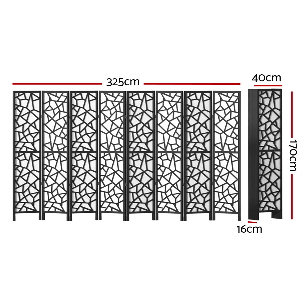 Artiss Clover Room Divider Screen Privacy Wood Dividers Stand 8 Panel Black