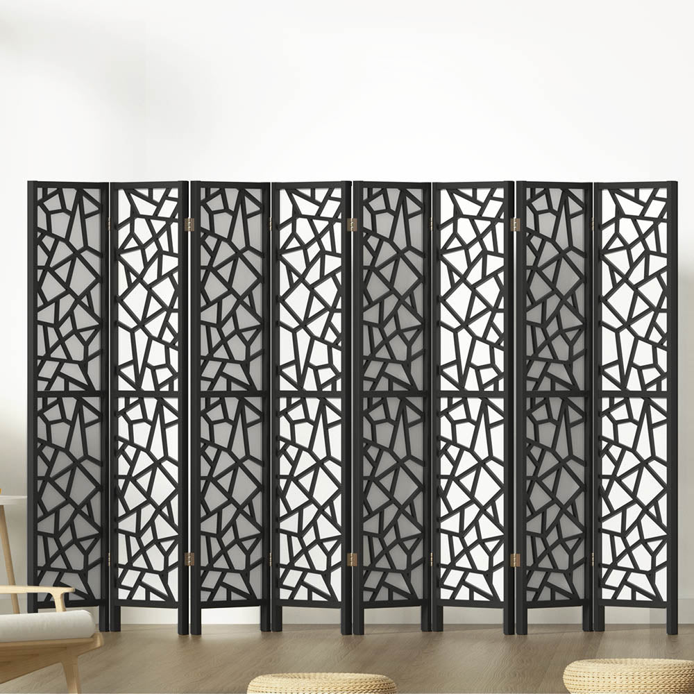 Artiss Clover Room Divider Screen Privacy Wood Dividers Stand 8 Panel Black