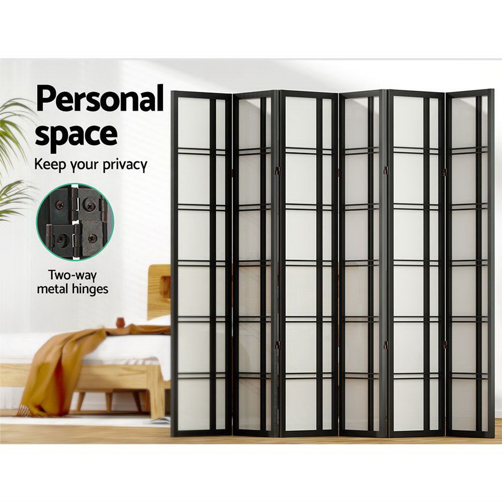 Artiss Room Divider Screen Privacy Wood Dividers Stand 6 Panel Nova Black