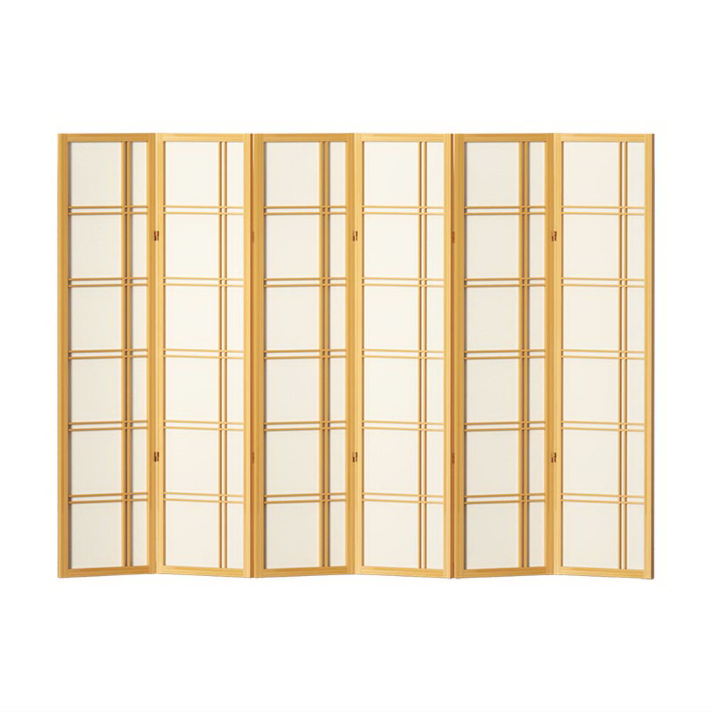 Artiss Room Divider Screen Privacy Wood Dividers Stand 6 Panel Nova Natural