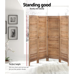 Artiss Room Divider Screen 8 Panel Privacy Wood Dividers Stand Bed Timber Brown