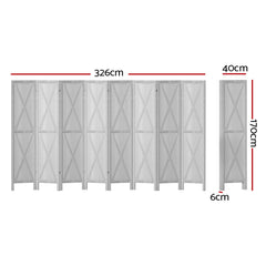 Artiss Silon Room Divider Screen Privacy Wood Dividers Stand 8 Panel White