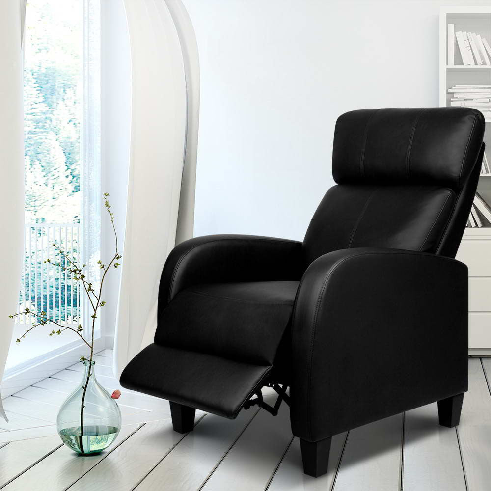 Artiss PU Leather Reclining Armchair - Black.