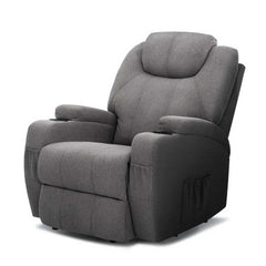 Artiss Recliner Chair Electric Massage Chairs Heated Lounge Sofa Fabric Grey.