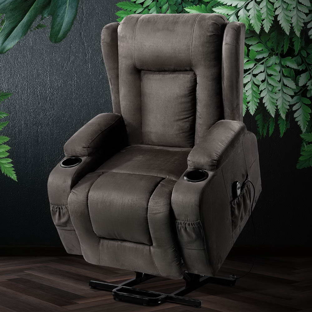 Artiss Electric Recliner Chair Lift Heated Massage Chairs Fabric Lounge Sofa.