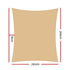 Instahut 2.5x3m Shade Sail Sun Shadecloth 280gsm Sand