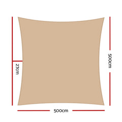 Instahut Sun Shade Sail Cloth Shadecloth Outdoor Canopy Square 280gsm 5x5m