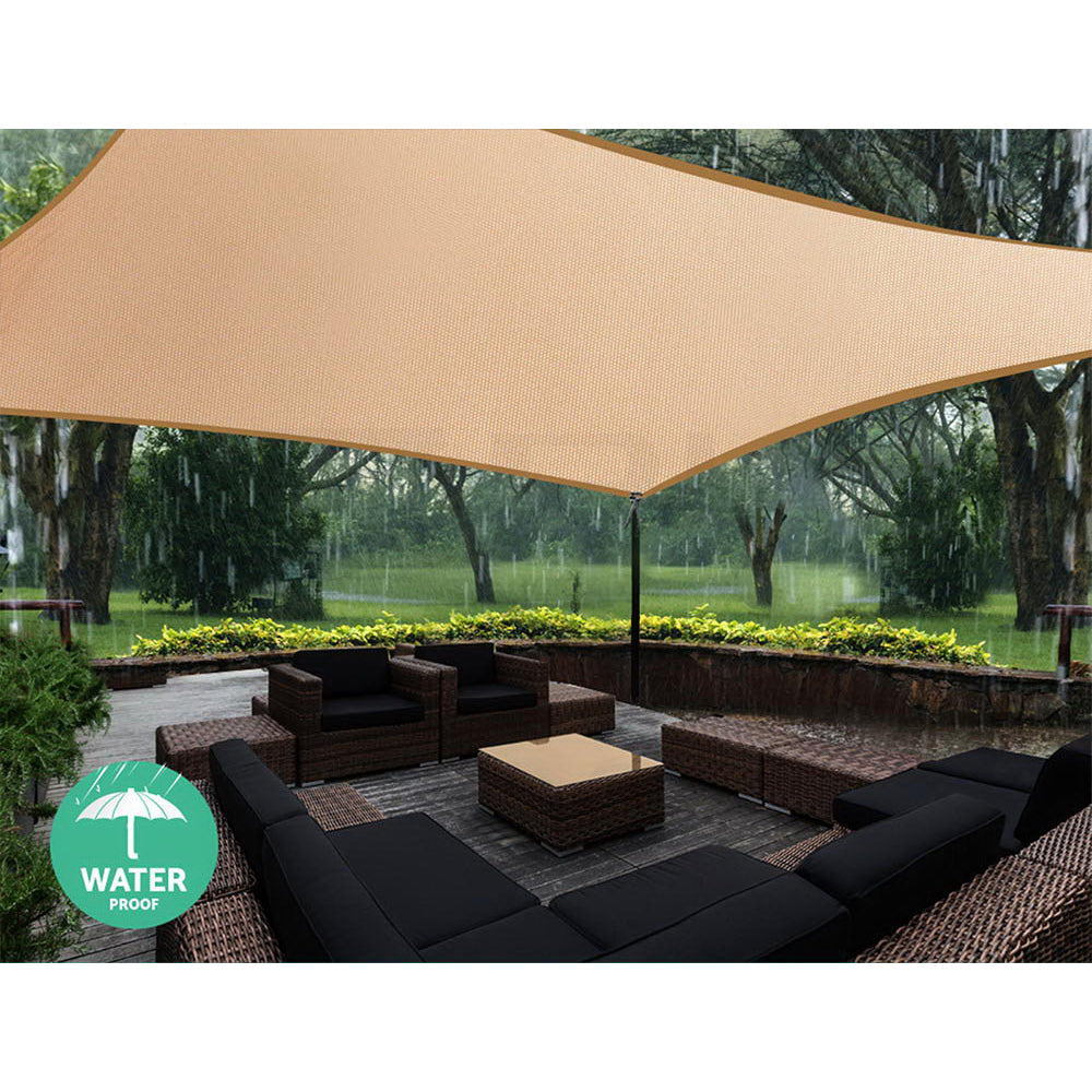 Instahut 3 x 4m Waterproof Rectangle Shade Sail Cloth - Sand Beige