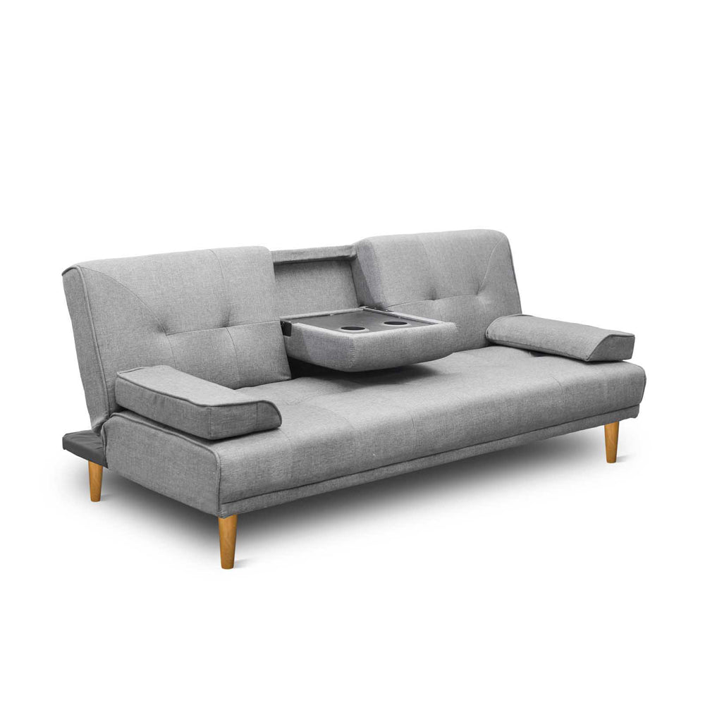 Artiss 3 Seater Fabric Sofa Bed - Grey.