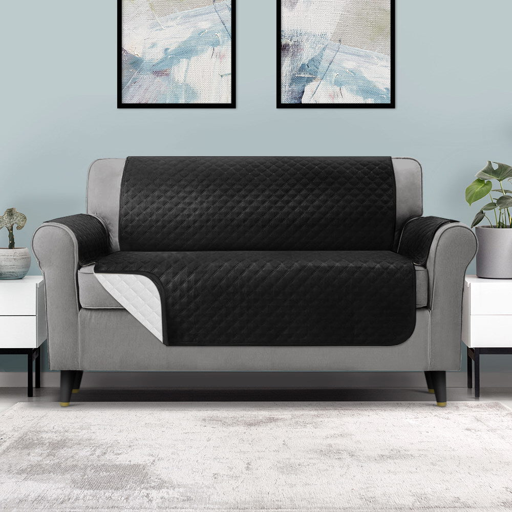 Artiss Sofa Cover Quilted Couch Covers 100% Water Resistant 3 Seater Black.