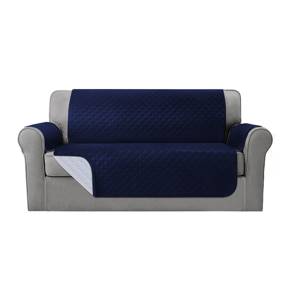 Artiss Sofa Cover Quilted Couch Covers 100% Water Resistant 3 Seater Navy.