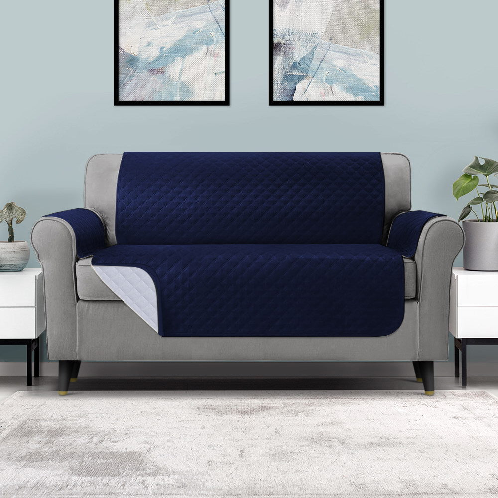 Artiss Sofa Cover Quilted Couch Covers 100% Water Resistant 3 Seater Navy.