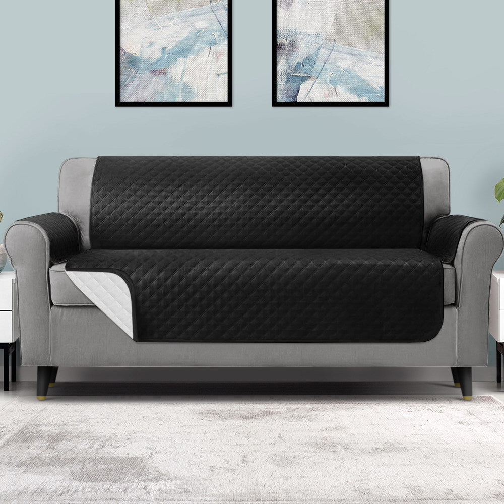 Artiss Sofa Cover Quilted Couch Covers 100% Water Resistant 4 Seater Black.