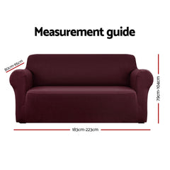 Artiss Sofa Cover Elastic Stretchable Couch Covers Burgundy 3 Seater.